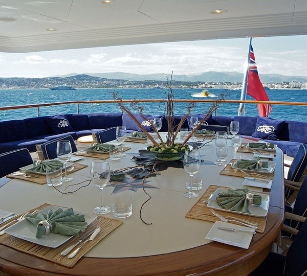 Aft Deck Eating/dining On Yacht QM OF LONDON