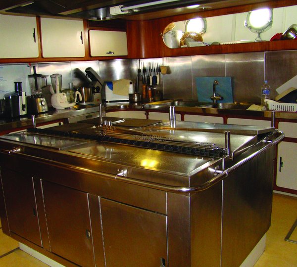Ship's Galley On Yacht BLUE GOLD