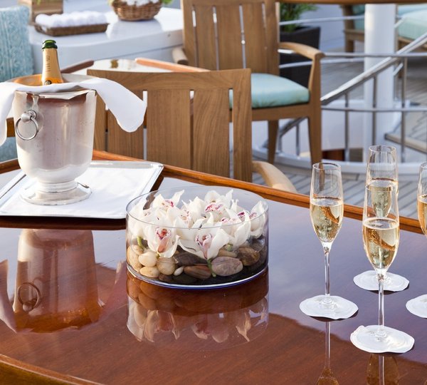 Champaign Glass: Yacht LEGEND's Bridgedeck Deck Aft Photograph