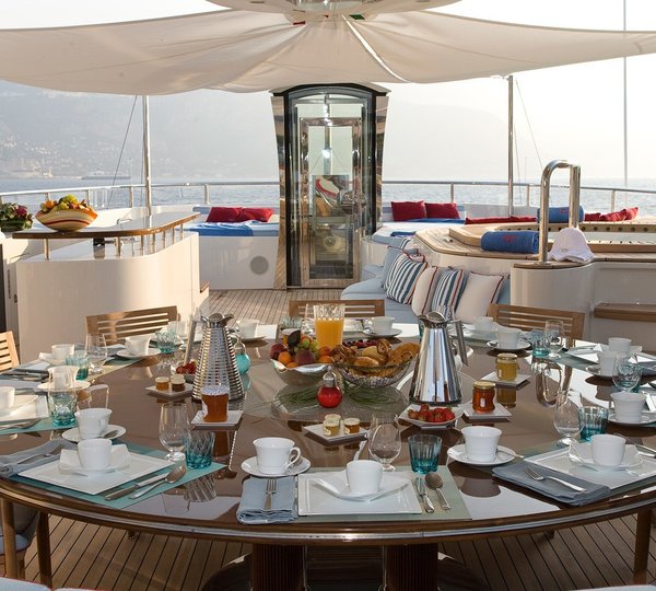 Sun Deck Eating/dining On Yacht LATITUDE