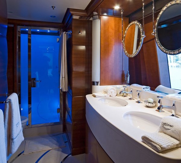 Blue Guest's Bath On Yacht LATITUDE