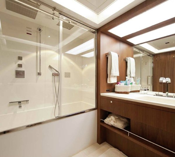 Twin Bed Showering Area On Board Yacht SYNA