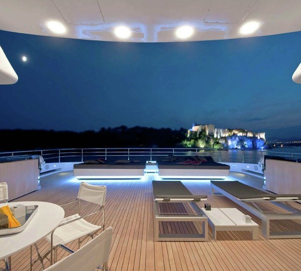 Evening: Yacht SYNA's Sun Deck Pictured