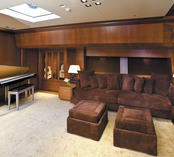 Lower Saloon Library Aboard Yacht ETHEREAL