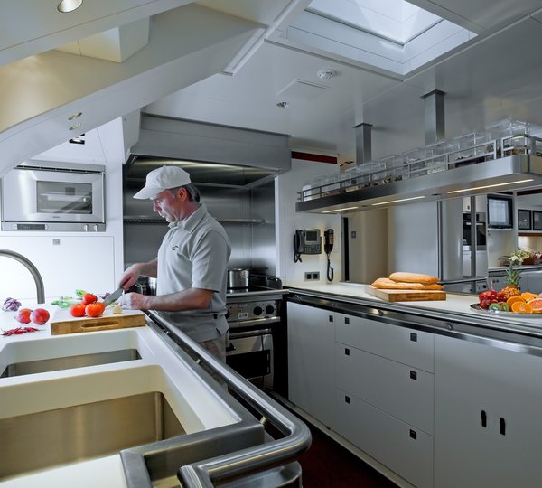 Ship's Galley On Board Yacht ETHEREAL