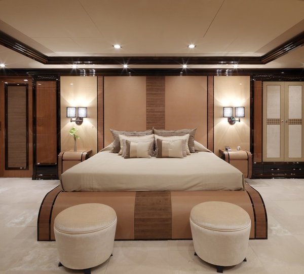 Forward Aspect: Yacht MEAMINA's Main Master Cabin Pictured