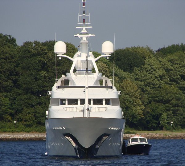 Forward Aspect Including Ship's Tender On Yacht STARFIRE