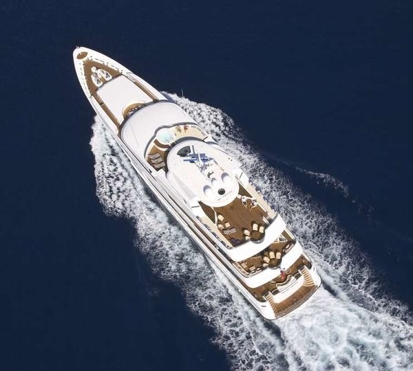 From Above Aspect Aboard Yacht BLUE MOON