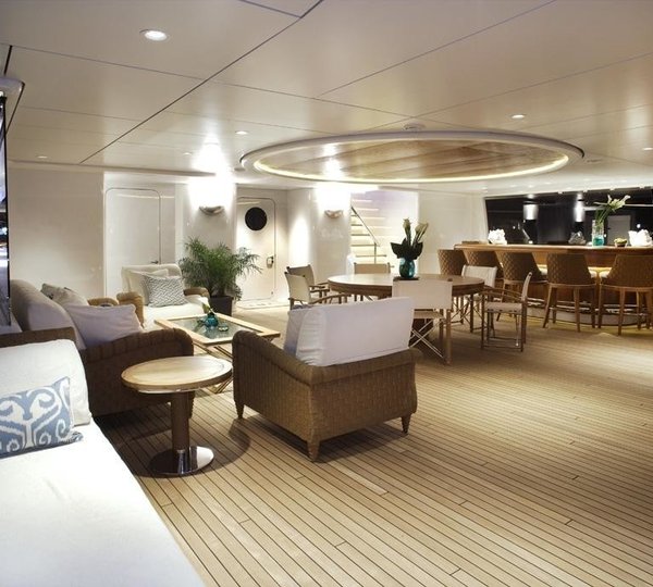 bridge deck bar and seating by night