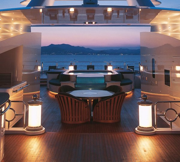 Evening: Yacht LUCKY LADY's Sun Deck Captured