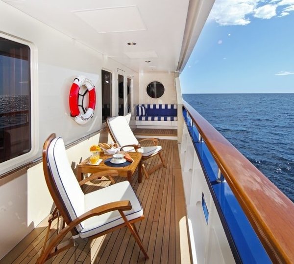 Main Master Balcony Starboard Side Viewing Fore On Yacht LAUREL