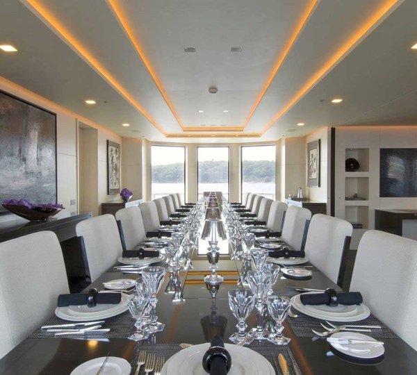 formal dining area in the main saloon