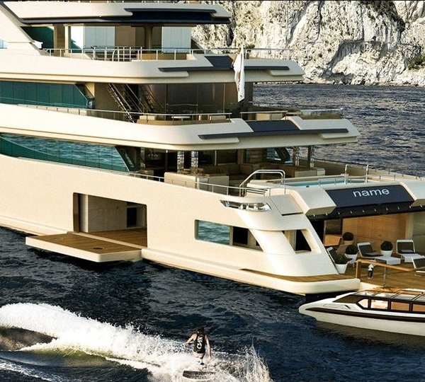 74m CRN aft view with tender and beach club