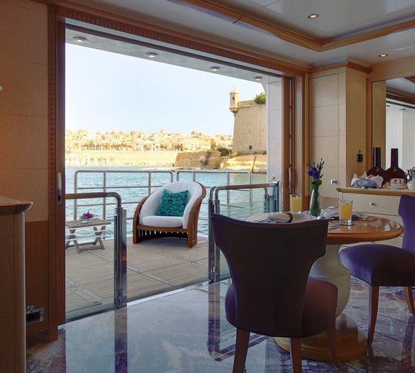 Main Master Saloon With Balcony / Terrace On Board Yacht PEGASUS VIII