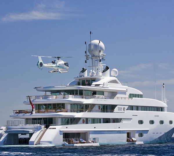 Aft Aspect Including Helicopter On Yacht PEGASUS VIII