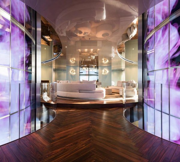 saloon with a video wall