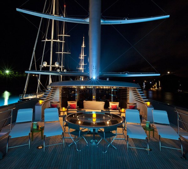 Evening: Yacht MALTESE FALCON's Deck Captured