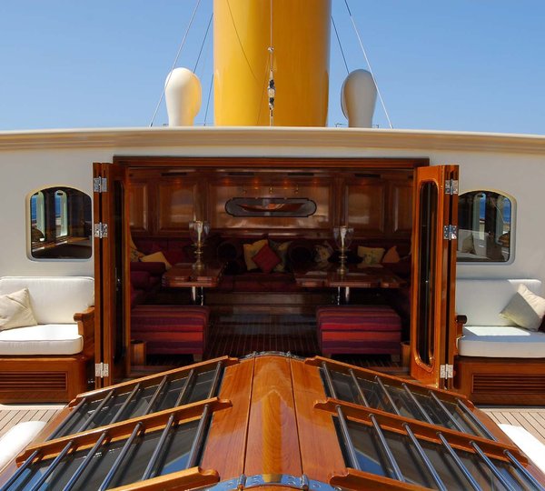 Covered Sitting Zone: Yacht NERO's Sun Deck Pictured