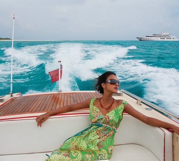 charter guest in the yacht's tender