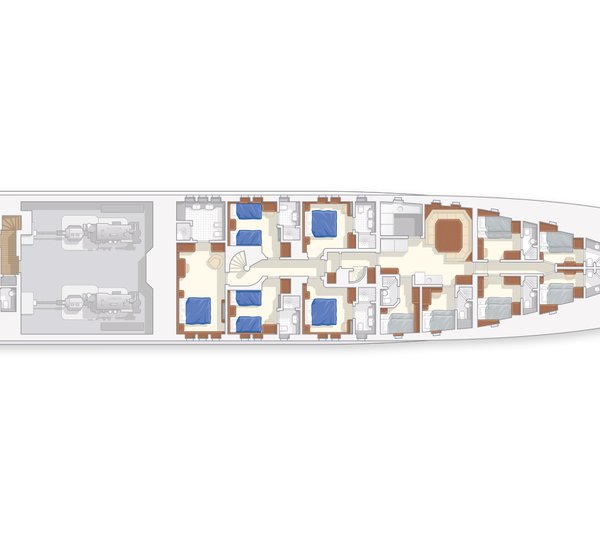 55m Heesen Fast Displacement Yacht Lower Deck GA