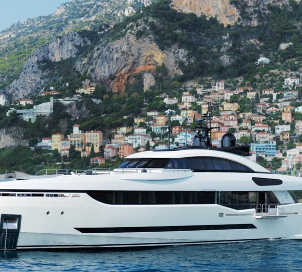 40m Palumbo Columbus Superyacht With Fold Out Balcony At Anchor
