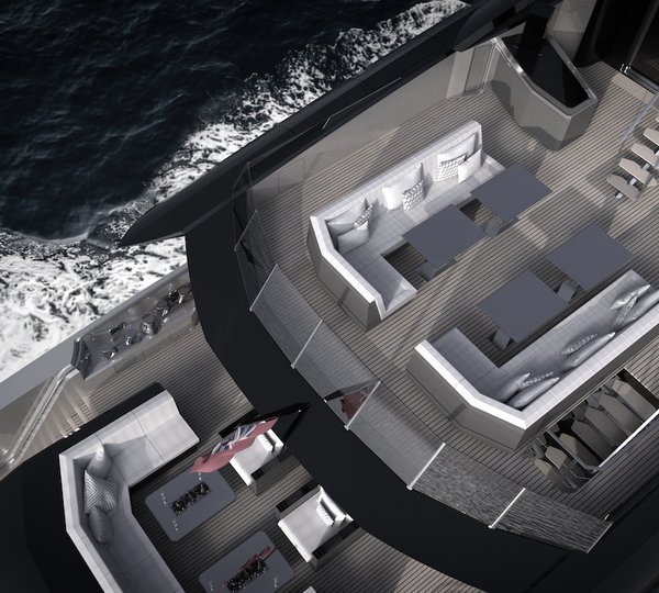 46m Gotham Project Rendering - Aerial Close Up Of The Aft Decks