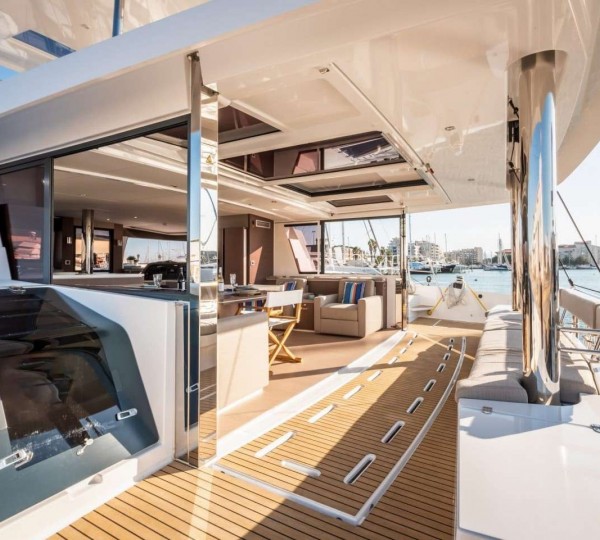 Open aft deck and salon