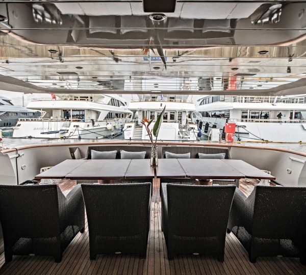Traditional aft deck dining