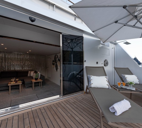 Swim platform view to beach club salon