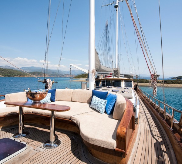 Relax on the comfortable foredeck