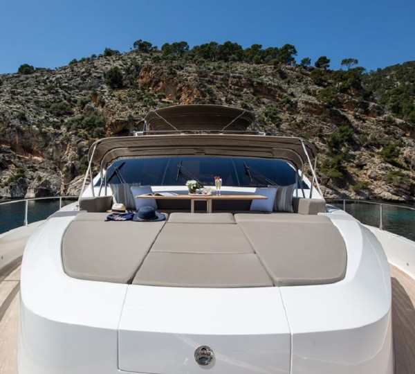 Spacious sun padded foredeck