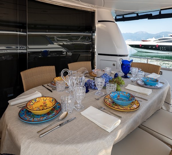 Aft deck dining setting