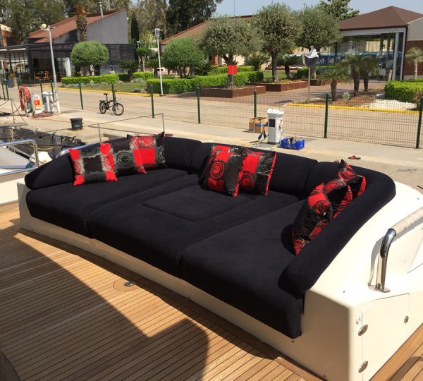 Generous aft deck lounge seating