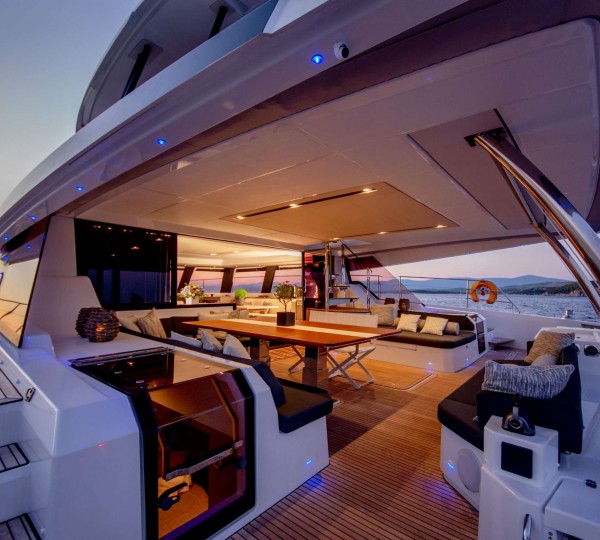 Evening al fresco dining on the aft deck