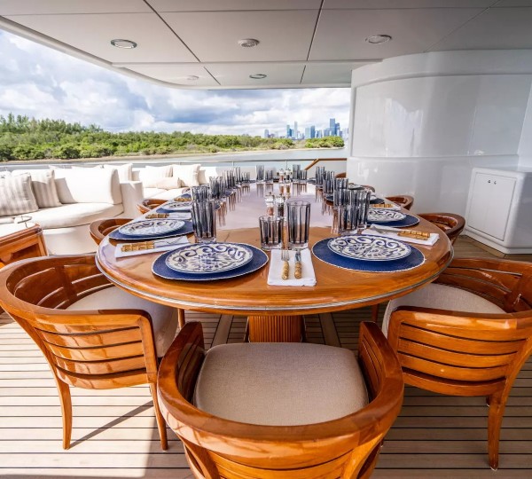 Upper deck stylish dining setting