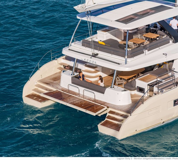 Sailing Catamaran AURA Aft View