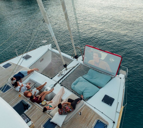 Foredeck At Night With Movie Screen