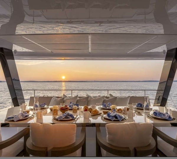 Aft Deck Dining At Sunset