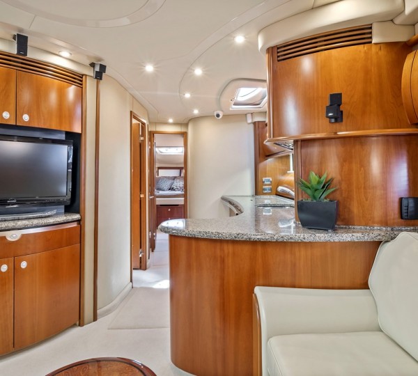 Main salon galley and TV