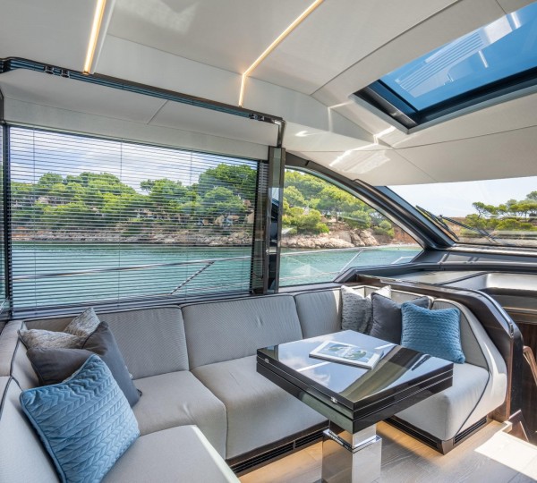 Main salon flexible seating for lounging or dining