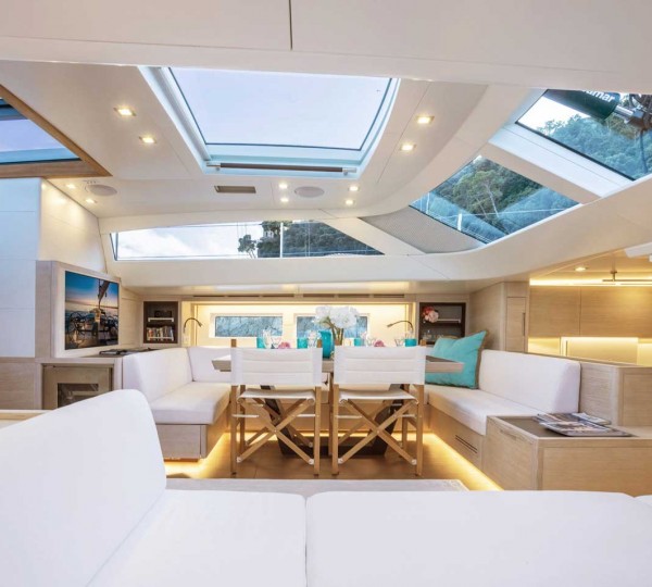 Skylight floods light into main salon