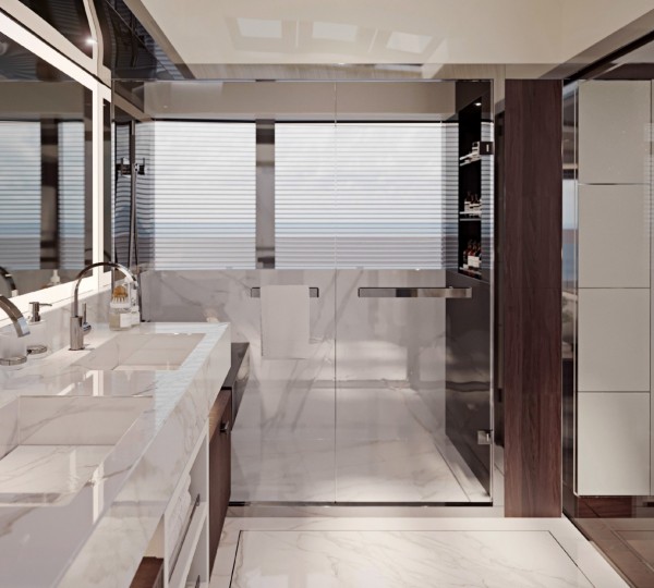 Spacious marble bathroom