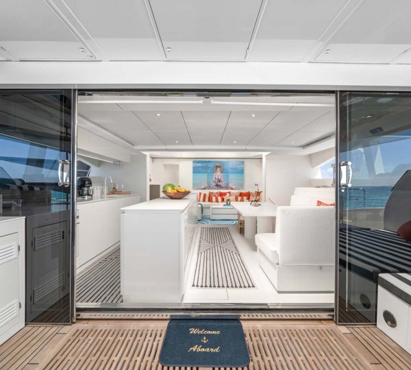 View Into The Main Salon From The Aft Deck