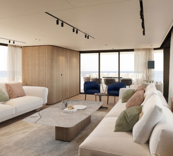 Main Salon View Aft - Rendered Image