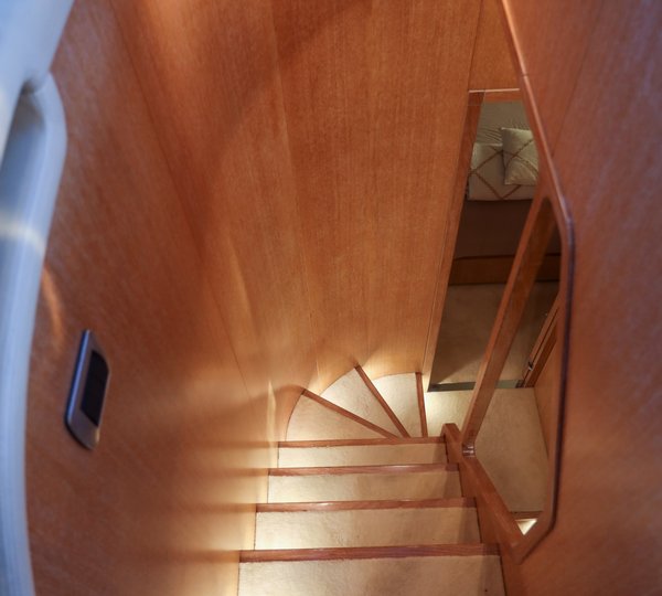 Steps to the lower deck