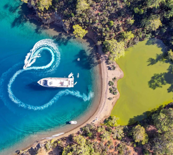 At anchor with water toys