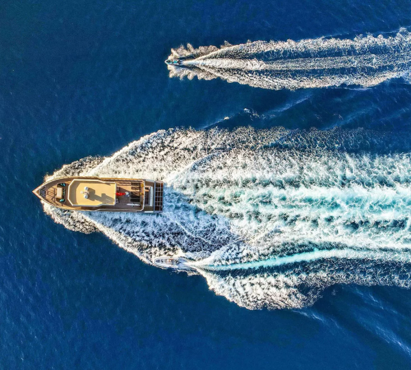 Underway with tender and toys