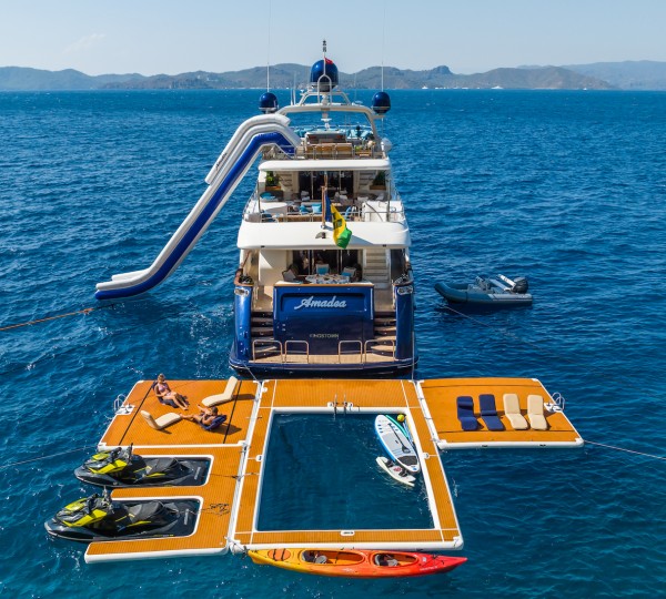 Aerial View With Floating Dock And Sea Pool