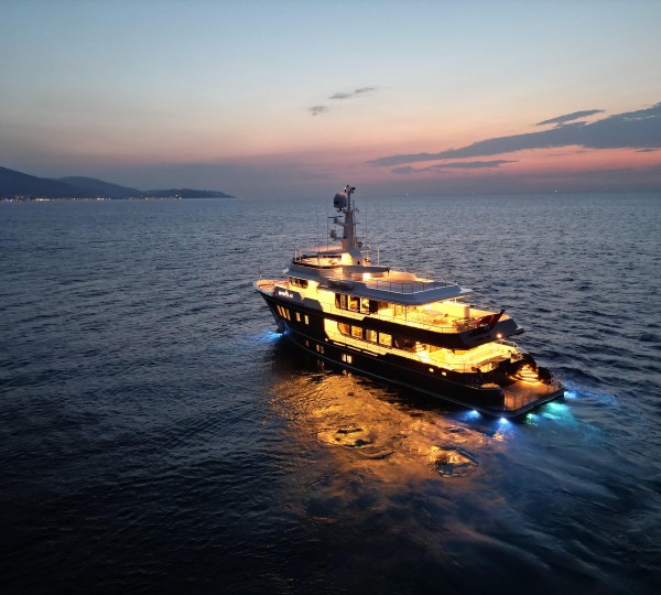 Underway And Deck Lights At Night