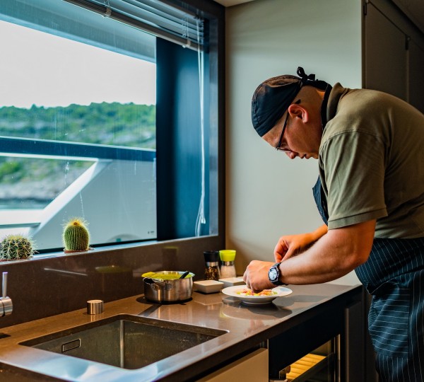 Chef At Work In The Galley
